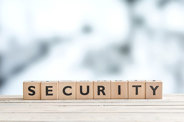 Image showing Security sign made of wooden cubes