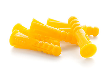 Image showing Yellow plastic dowels