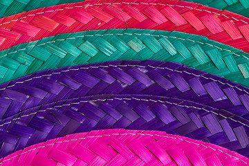 Image showing Colorful background of woven straw