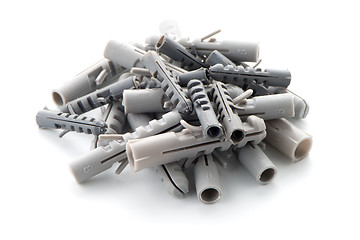 Image showing Grey plastic dowels