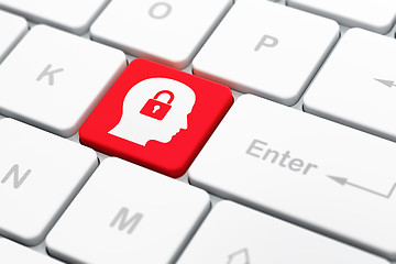 Image showing Business concept: Head With Padlock on computer keyboard background