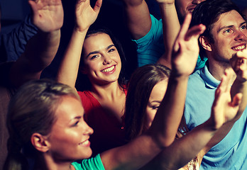 Image showing smiling friends at concert in club