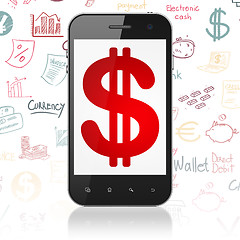 Image showing Money concept: Smartphone with Dollar on display