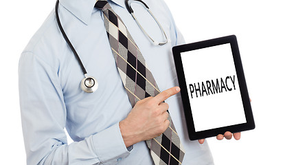 Image showing Doctor holding tablet - Pharmacy