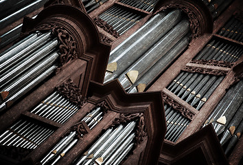 Image showing Creepy image of an old pipe organ