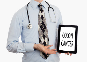 Image showing Doctor holding tablet - Colon cancer