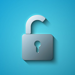 Image showing Safety concept: flat metallic Opened Padlock icon, vector