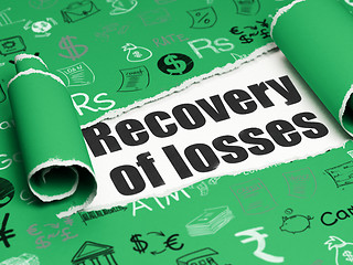 Image showing Currency concept: black text Recovery Of losses under the piece of  torn paper