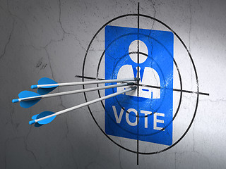 Image showing Politics concept: arrows in Ballot target on wall background