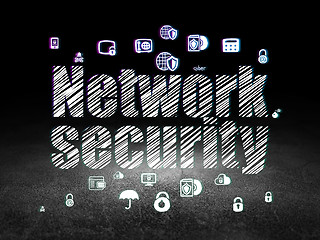 Image showing Security concept: Network Security in grunge dark room