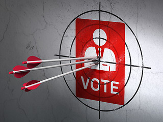 Image showing Politics concept: arrows in Ballot target on wall background