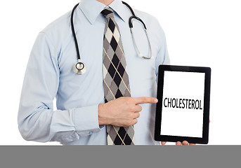 Image showing Doctor holding tablet - Cholesterol