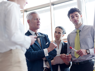 Image showing business leader making presentation and brainstorming