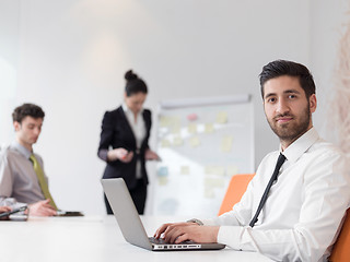 Image showing portrait of young modern arab business man  at office