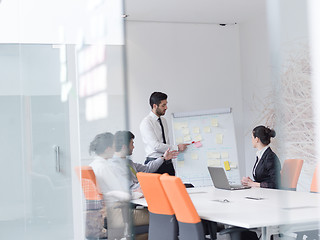 Image showing group of young business people  on meeting at modern startup off