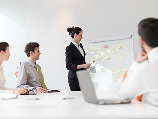 Image showing group of young business people  on meeting at modern startup off