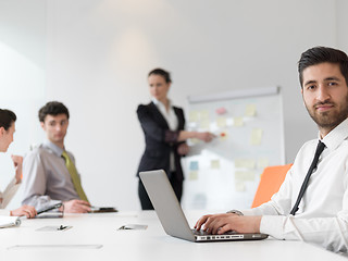 Image showing portrait of young modern arab business man  at office