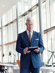 Image showing senior business man working on tablet