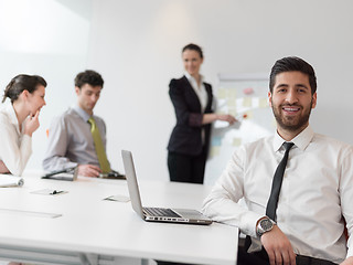 Image showing portrait of young modern arab business man  at office