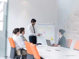 Image showing group of young business people  on meeting at modern startup off