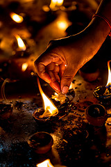 Image showing Burning candles in the Indian temple.