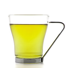 Image showing Glass cup of lemon tea