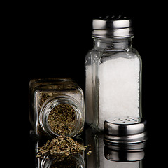 Image showing  Salt and oregano shakers