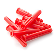 Image showing Red plastic dowels