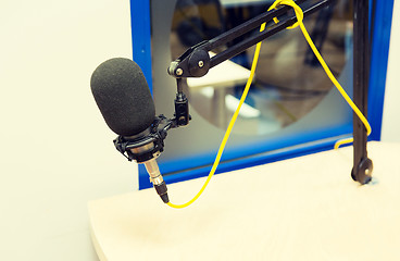 Image showing microphone at recording studio or radio station