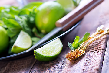 Image showing mint and fresh limes