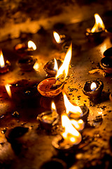 Image showing Burning candles in the Indian temple.