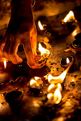 Image showing Burning candles in the Indian temple.