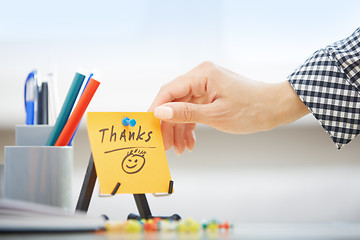 Image showing Thanks text on adhesive note