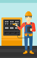 Image showing Electrician with electrical equipment.