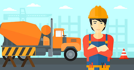 Image showing Friendly builder with arms crossed.