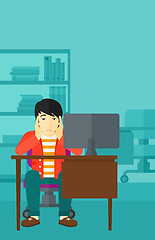 Image showing Tired employee sitting in office.