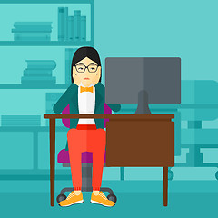 Image showing Tired employee sitting in office.