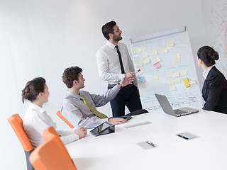 Image showing group of young business people  on meeting at modern startup off