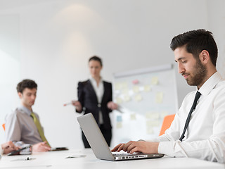 Image showing portrait of young modern arab business man  at office