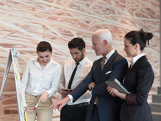 Image showing businesswoman presenting ideas and projects on white board