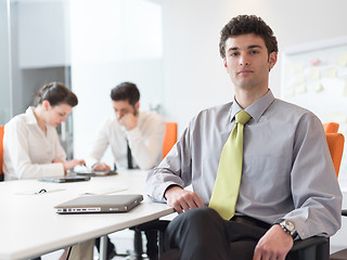 Image showing group of young business people  on meeting at modern startup off