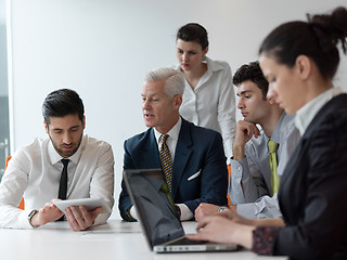 Image showing business people group on meeting at modern startup office