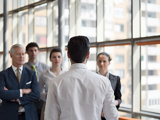 Image showing business leader making presentation and brainstorming