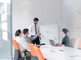 Image showing group of young business people  on meeting at modern startup off