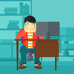 Image showing Tired employee sitting in office.