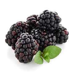 Image showing Blackberries with leaves