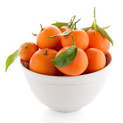 Image showing Tangerines on ceramic white bowl 