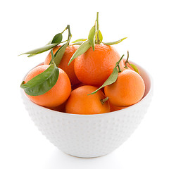 Image showing Tangerines on ceramic white bowl 