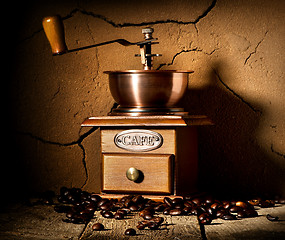 Image showing Wooden coffee mill