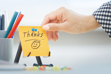 Image showing Thanks text on adhesive note